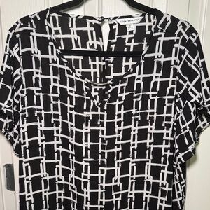 Counterparts Geometric Black and White Blouse